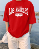 Los Angeles oversized t shirt in red