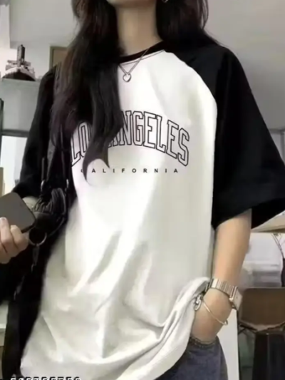 Oversized black and white tshirt for girls