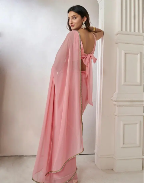 Pink Saree for women - Image 2