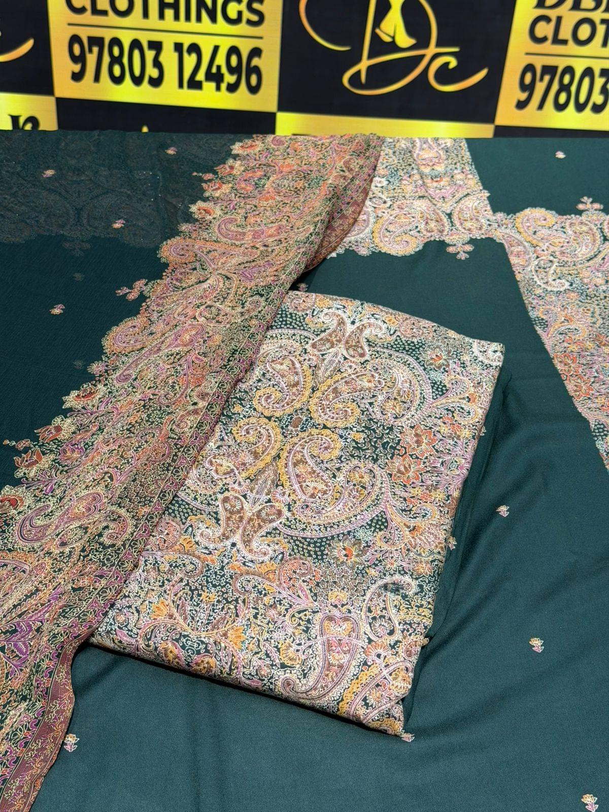 Elegant Plum Unstitched Suit Set with Vibrant Kani Paisley Print and Matching Dupatta - Image 3