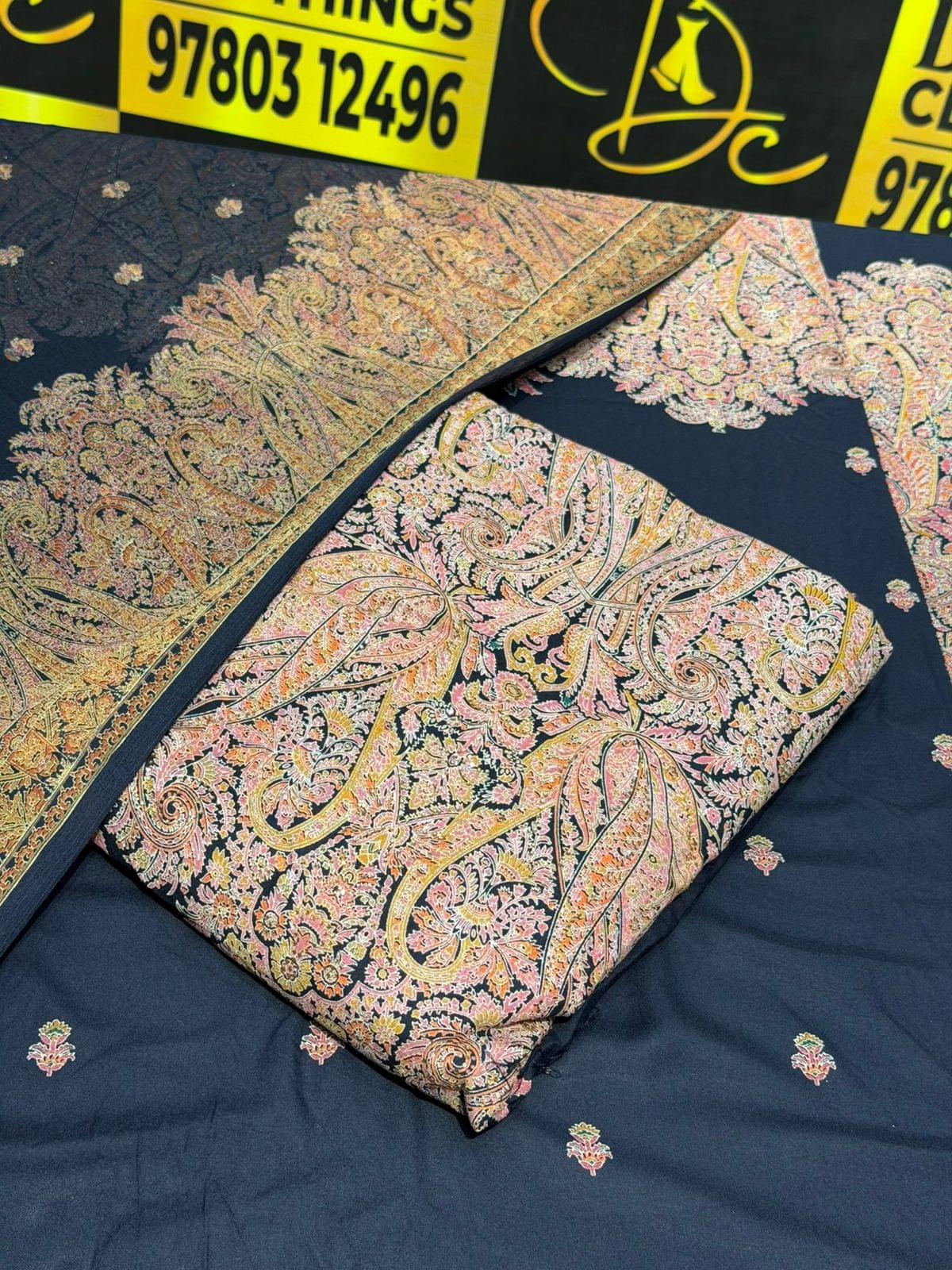 Elegant Plum Unstitched Suit Set with Vibrant Kani Paisley Print and Matching Dupatta - Image 2