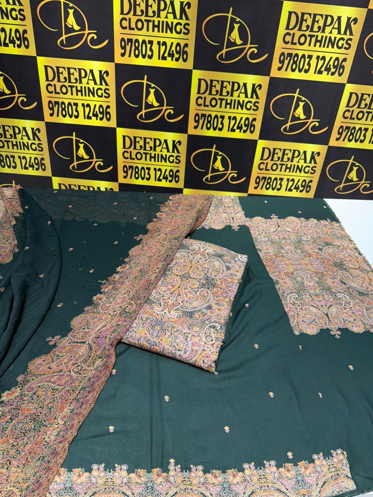 Premium Maroon Pashmina Unstitched Suit with Intricate Kani Style Print and Matching Dupatta - Image 5